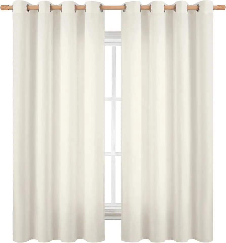 BGment Ivory Linen Curtains 63 Inch Length for Living Room - 2 Panels