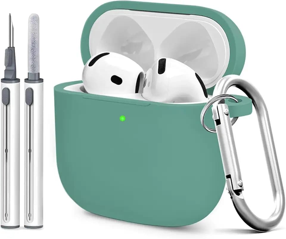 Silicone Case for AirPods 5 and 4 with Cleaner Kit,Pine Green