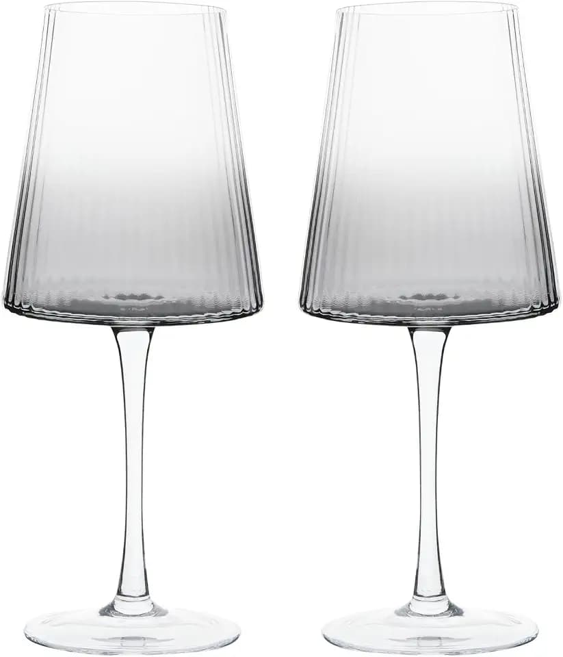 Empire Handgefertigte Weingläser, perfekt für Rotwein, Weißwein, Wasser oder Getränke - 450 ml - Rauchgrau - Set mit 2 eleganten Weingläsern