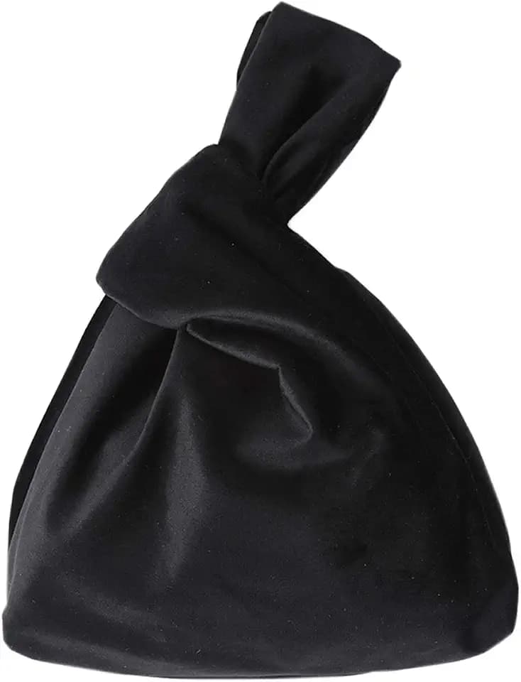 XMRS Women Luxury Velvet Evening Bag Knot Closure Wrist Bag Portable Cosmetic Organizer Pouch