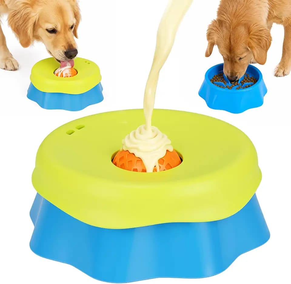 Slow Feeder Hund Napf mit Integrierter Drehkugel, 2-in-1 Abnehmbarer