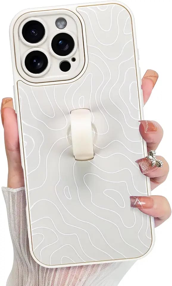 KANGHAR Compatible with iPhone 16 Pro Case Wave Ripple -White