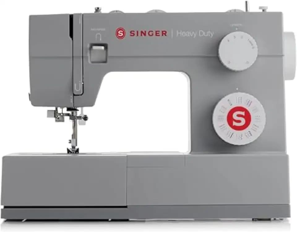 Singer Heavy Duty 4432 Nähmaschine Mechanisch, 32 Stiche, Leistungsstarker Motor, Automatisches Knopfloch, Automatischer Nadeleinfädler, Edelstahl-Nähplatte