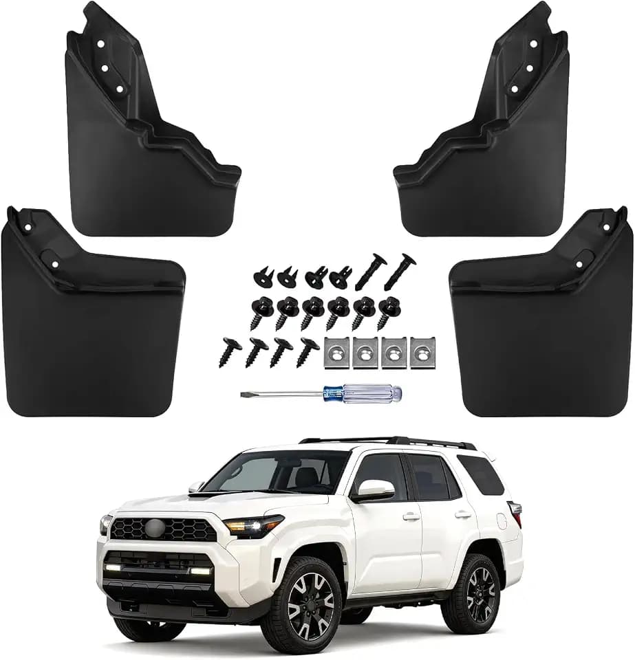 No Drill Mud Flaps for 2025 2026 Toyota 4Runner, Heavy Duty Front & Rear Mud Guards, OEM Thermoplastic All Weather Splash Guards No Drilling Required 6th Gen 4 Runner Accessories 4PCS