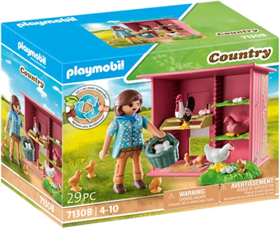PLAYMOBIL | Country | Hühner mit Küken | Hühnerhaus für deinen Bauernhof | Spielzeug für Kinder ab 4 Jahren | 71308