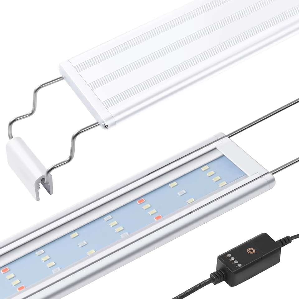 FEDOUR Full Spectrum LED Aquarium Licht: 60-80cm Klassische Aquariumleuchte mit Timer, Aquarium Pflanze Licht mit Stabilen Ausziehbaren Halterungen