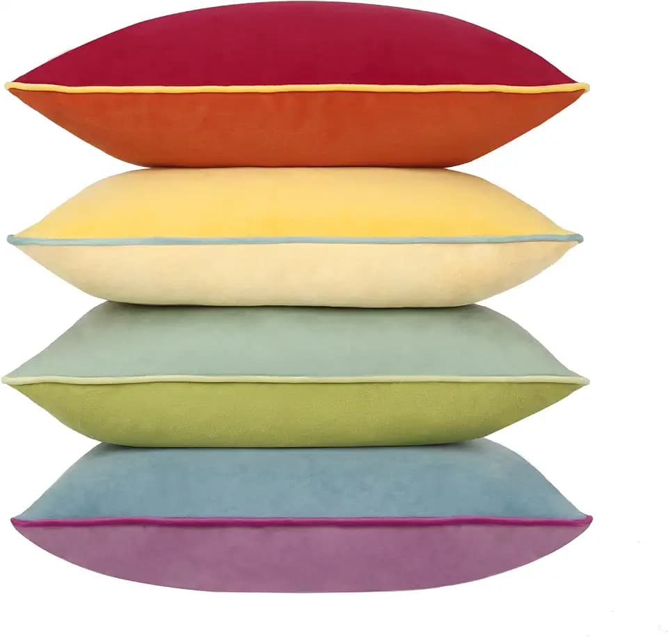 Samt-Kissenbezüge, 55,9 x 55,9 cm, dekorativ, quadratisch, gemischte Farben, 55 x 55 cm, Regenbogenfarben, 4 Stück
