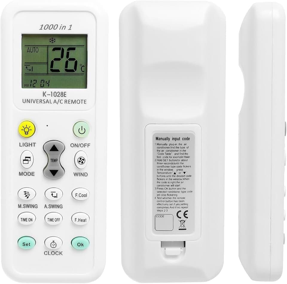 Universal Klimaanlage Fernbedienung für LG, Gree, Midea, Toshiba, Haier, Daikin, Hitachi, Sharp, Samsung, Sanyo, Hisense und über 1000 weitere Marken - Ersatz A/C Controller K-1028E