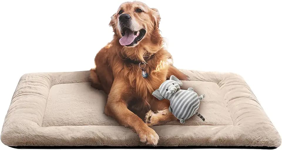 Dog Crate Pad Washable Dog Bed for Crate Large Cozy Mat 42-Inch Cream