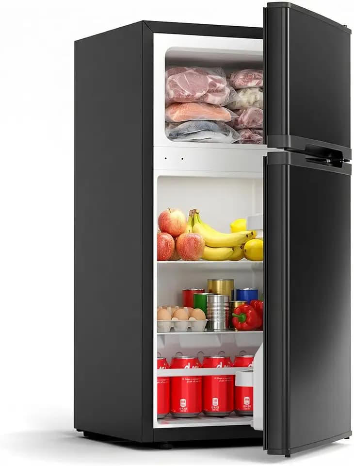 COWSAR 2.5 Cu.Ft Mini Dorm Fridge with Freezer for Bedroom, Office, Black