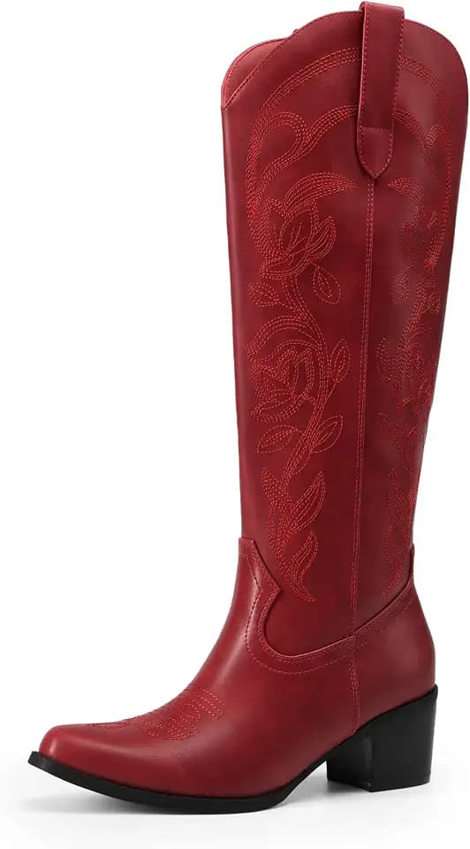 DREAM PAIRS Cowboy Cowgirl Knee High Boots for Women