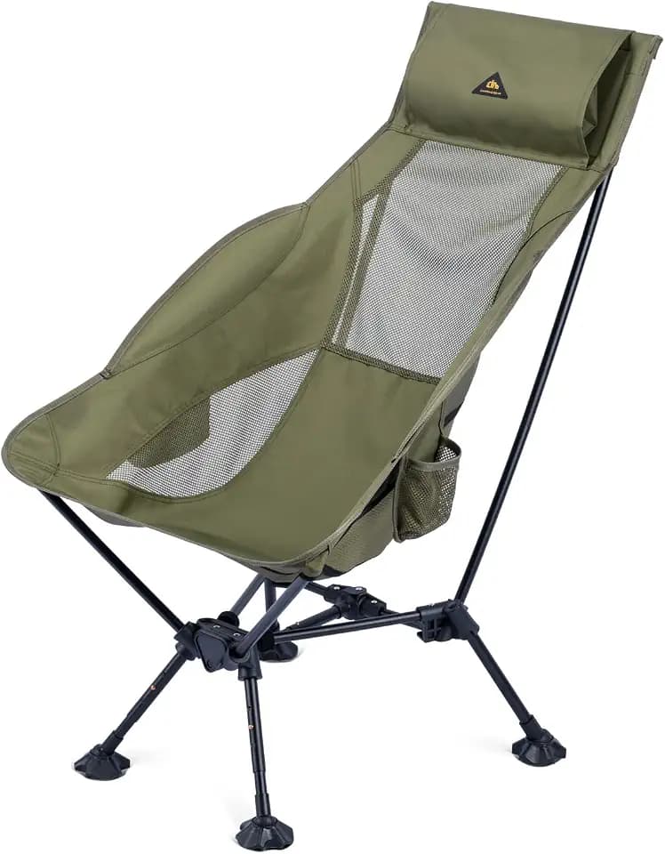 iClimb Ultralight Compact Folding Anti-Sinking Chair, High Back, Green