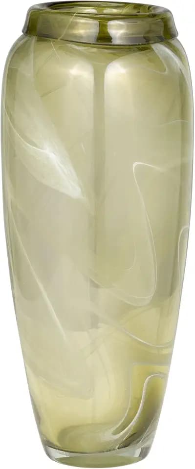 Glass Vase with Swirl Pattern for Living Room Decor and Home Decor - Decorative Flower Vase for Mantel, Bedroom or Office Decor - Sculptural House Accent for Tabletop Accent - 14", Green