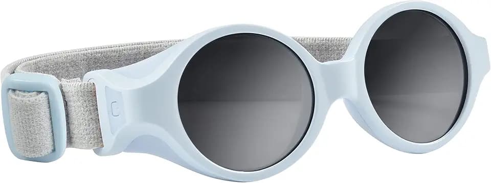 BÉABA, Sonnenbrille für Babys von 0 bis 9 Monaten, 100% UV-Schutz – KAT. 4, Seitenschutz, optimaler Komfort, verstellbares elastisches Kopfband, Perlblau