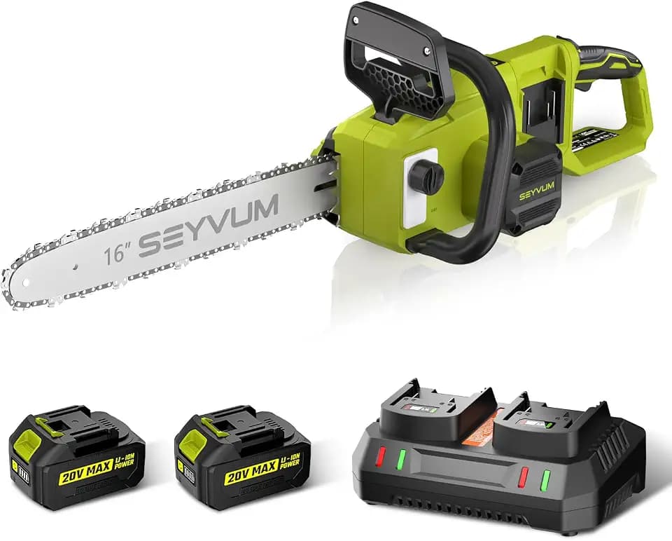 40V 16 Inch Chainsaw with 2 x 4.0Ah Batteries for Tree Felling, Firewood Cutting, Pruning