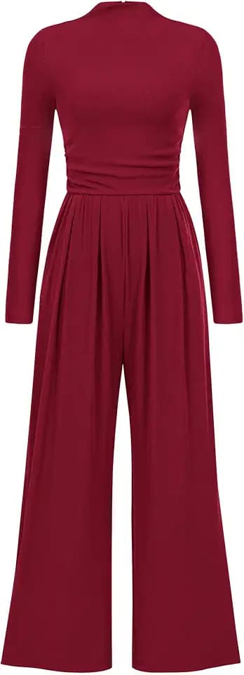 PRETTYGARDEN Long Sleeve Wide Leg Jumpsuits for Women Fall Travel Outfits