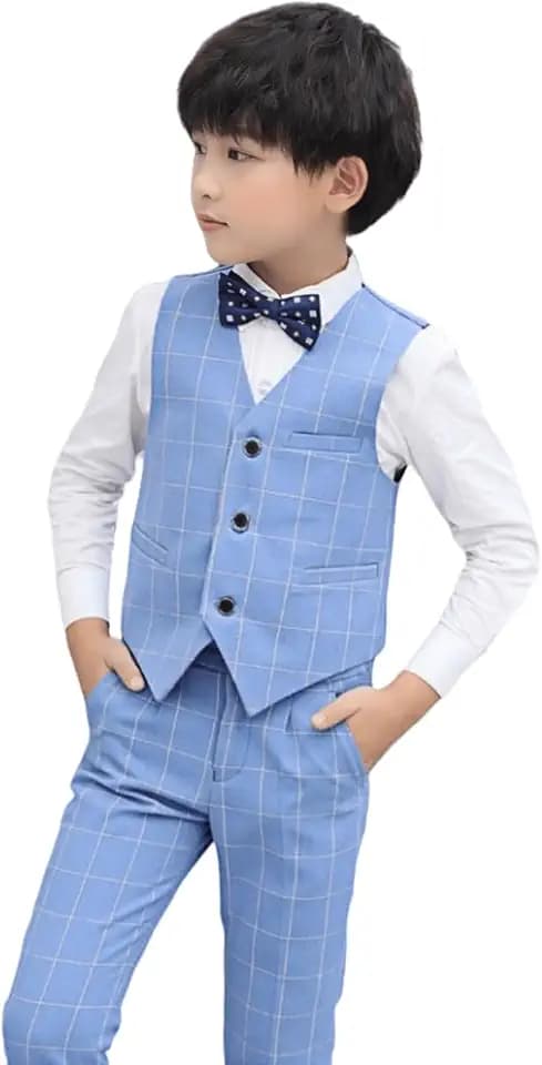 Formelles Anzug-Set für Jungen mit Weste, Hose, Hemd und Fliege, formelle Outfits für Kinder von 4–14 Jahren