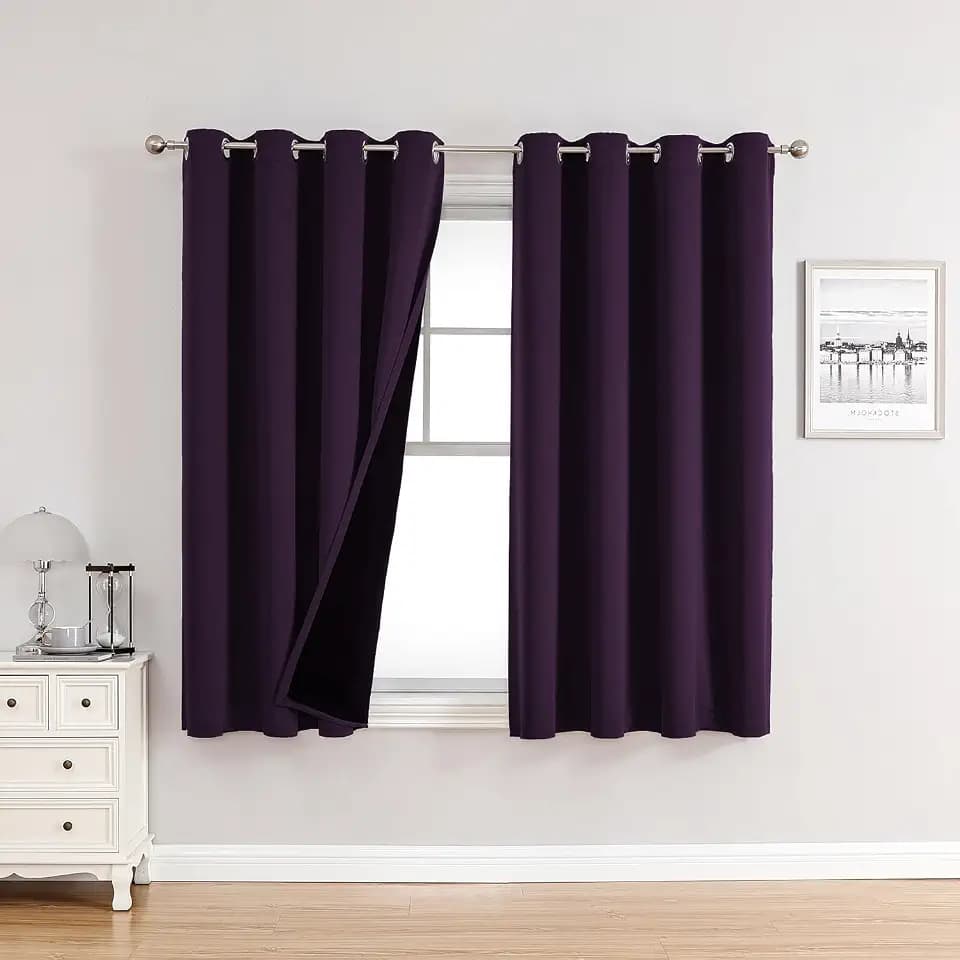 ChrisDowa 100% Blackout Curtains for Bedroom 2 Panels Set with Black Liner