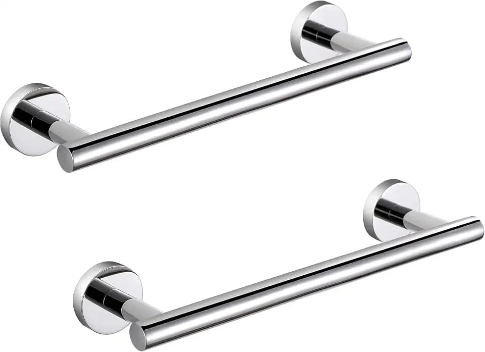 SEIDO 9 Inch Chrome Hand Towel Bar 2 Pack, Thicken 304 Stainless Steel Towel Holder for Bathroom Wall, Anti-Drop Towel Rack w/ 6.7" Hanging Length, for Bathroom, Kitchen, Lavatory, RV