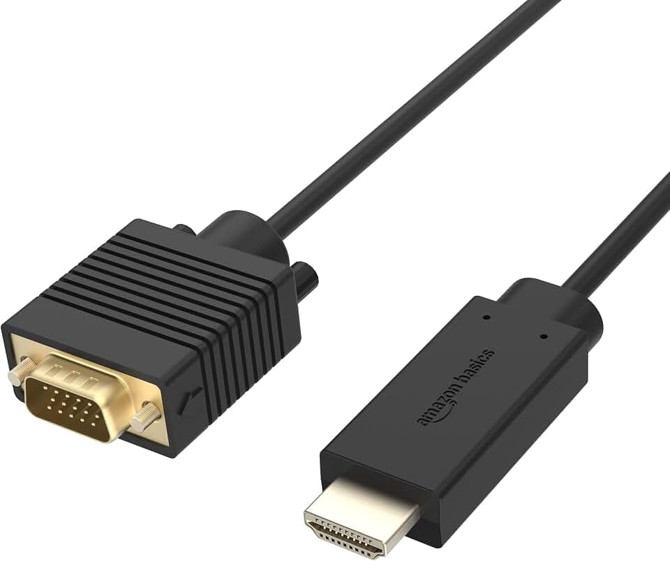 Amazon Basics HDMI (Source) to VGA (Display) Cable (ONE-Directional), Male to Male, 1080P, Gold-Plated, 6 feet, Black