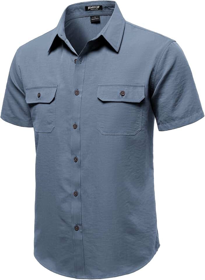 JEMITOP Mens Casual Stretch Short Sleeve Work Shirts