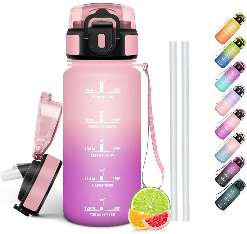 HoneyHolly Trinkflasche Kinder 500ML, BPA-Frei, Trinkflasche Kohlensäure Geeignet, Wasserflasche Auslaufsicher, Sportflasche mit Strohhalm, Wasserflasche Sport für Kinder, Schule, Büro