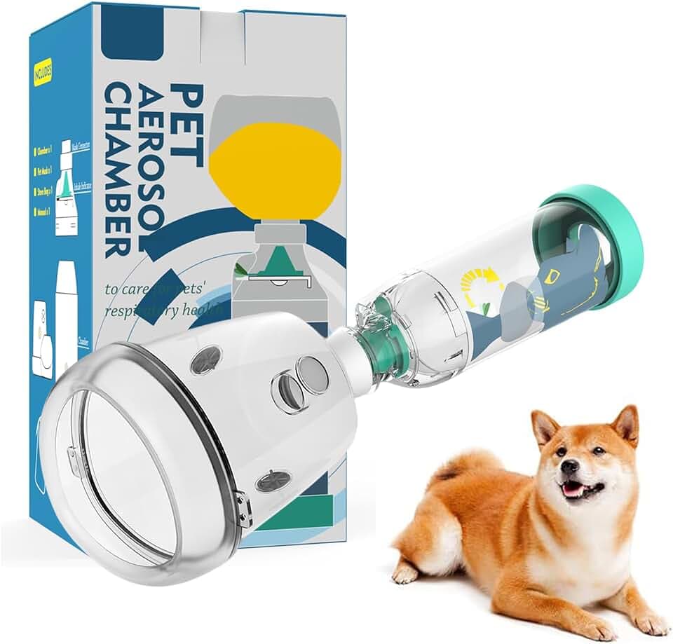 Hunde-Inhalator-Spacer, entwickelt mittelgroße Hunde, Aerosolkammer mit Silikonmaske für Haustiere, für Zuhause und unterwegs, Grün M