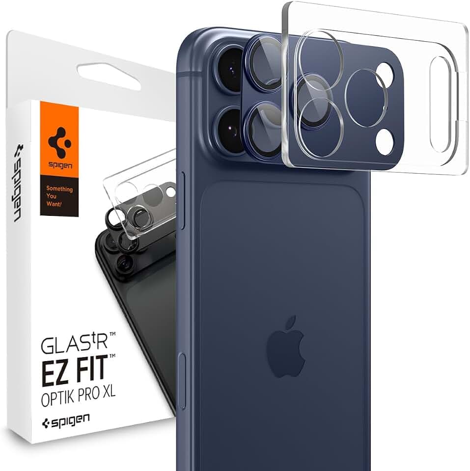 Spigen Camera Lens Screen Protector [GlasTR EZ Fit Optik Pro XL] Designed for iPhone 17 Pro Max [Case Friendly] - Deep Blue [1 Pack]