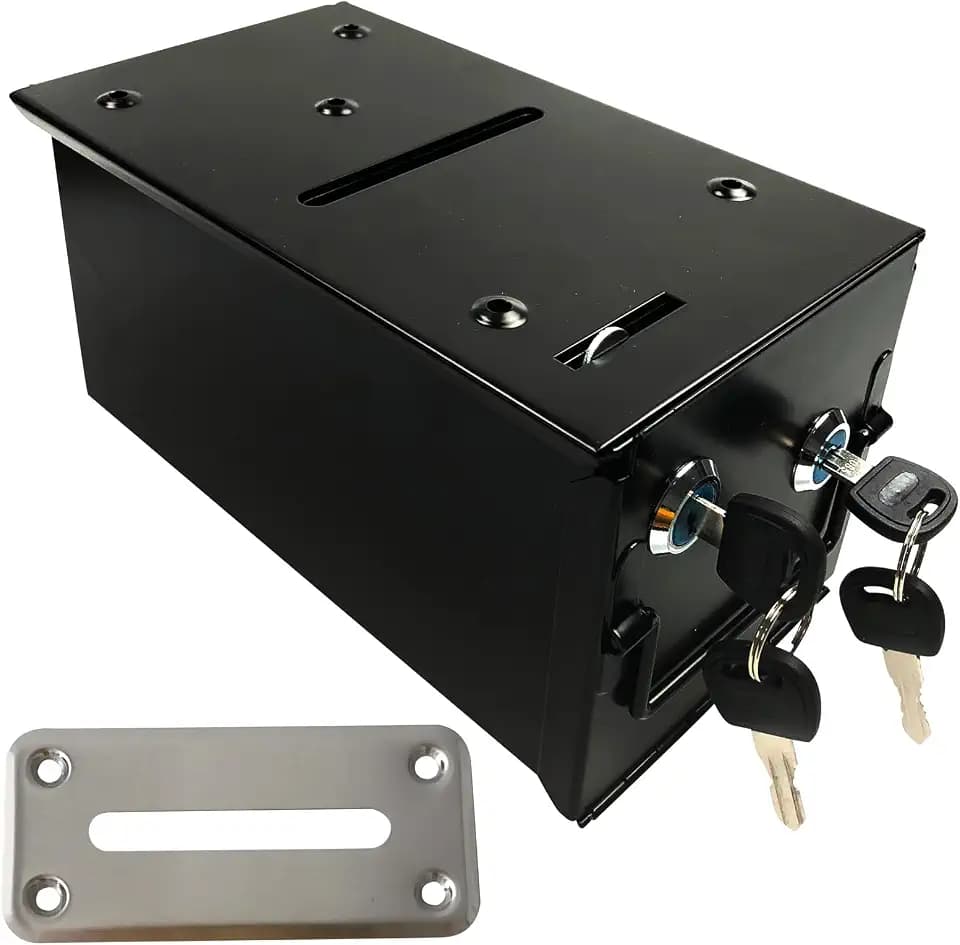 Poker Table Drop Rake Box - Casnio Toke Chip Tip Cash Box With Money Bill Slot Frame for Poker Blackjack Craps Game Tables