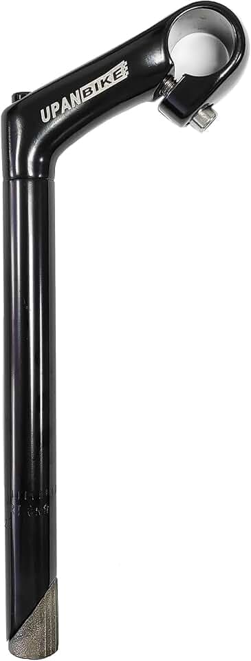 UPANBIKE Fahrradvorbau, 22,2 mm x 25,4 mm, Aluminiumlegierung, Schwanenhals-Form, 80 mm, Vorbaulänge 220 mm (30°, schwarz)