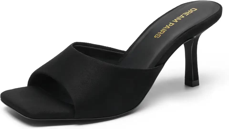 DREAM PAIRS Women’s Comfort Square Toe Kitten Mule Heels