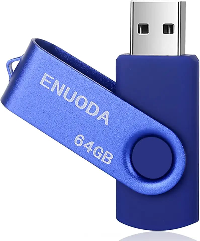ENUODA USB Stick 64GB USB Speicherstick Rotate Metall High Speed USB 2.0 Memory Stick für PC Laptop Computer (Blau)