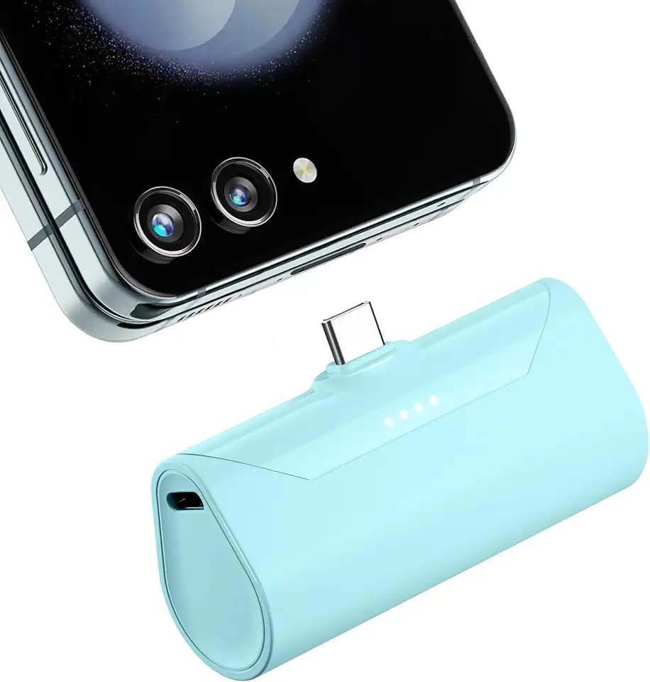 Mini Blue USB C Power Bank,4800mAh USB-C Portable Charger for iPhone 17 Pro Max, Little Backup External Type-c Battery Charger for iPhone 16e,USB Type C Battery Pack for Android Smartphones/Tablets