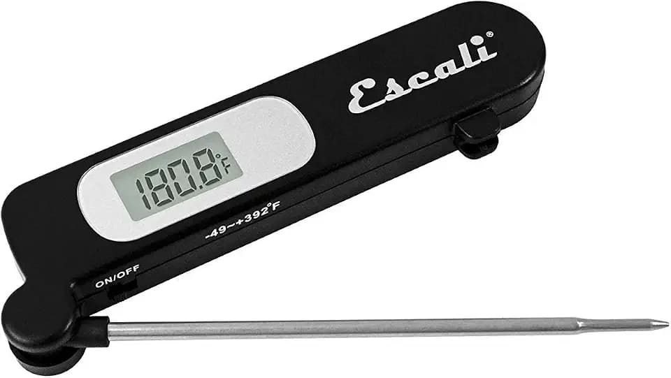 Escali DH3 Folding Digital Kitchen Thermometer, Stainless Steel Folding Probe Black, Universal