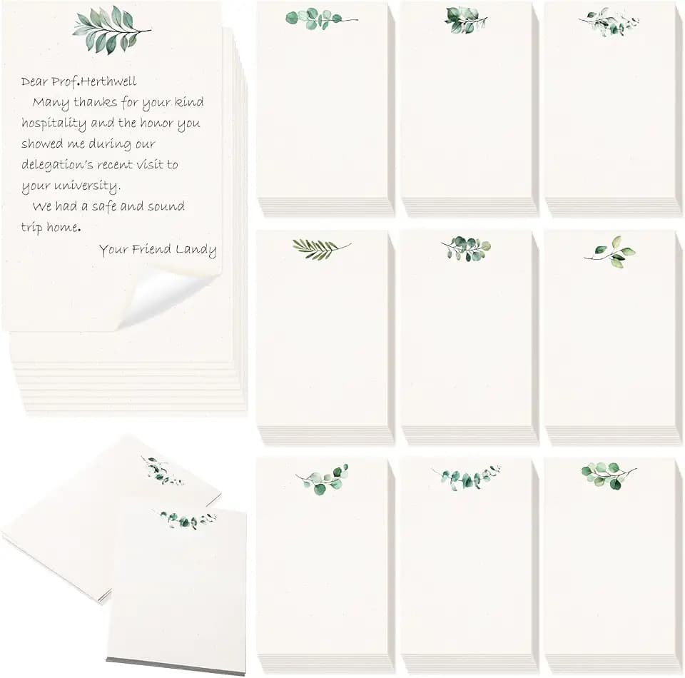 Spiareal 100 Stück grüne Notizkarten, 10,2 x 15,2 cm, Eukalyptusblätter, Blanko-Notizkarton, Blumen-Aquarell-Index, Dankeskarten für Schule, Büro, Hochzeit, Babyparty (Milchweiß)