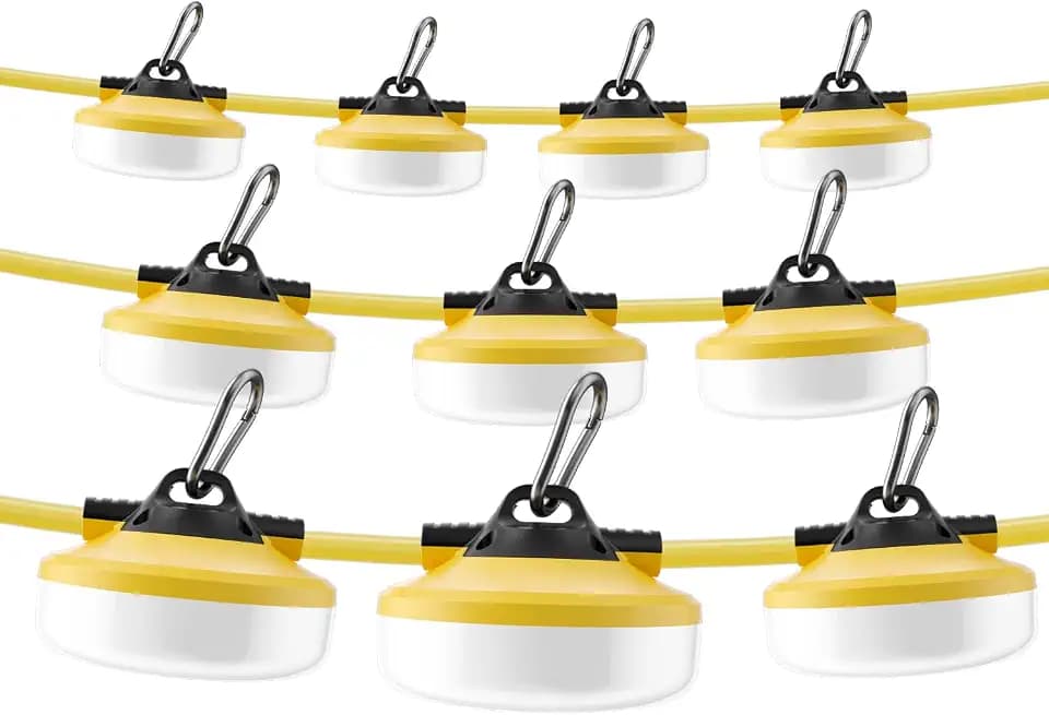 LED Construction String Lights 100FT, 10000 LM, 5000K Daylight LED String Work Lights, 100W Temporary Lighting for Job Site Outdoor Indoor, IP65 Waterproof Temporary Construction Lights, ETL Listed