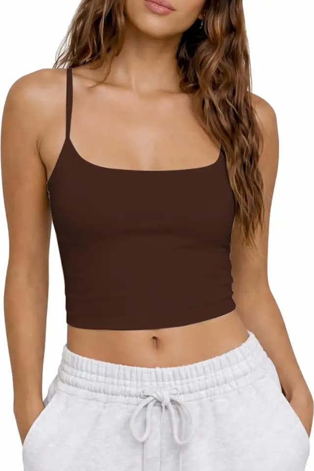 CHYRII Womens Tank Tops with Built in Bras Summer Cropped Sleeveless Square Neck Going Out Basic Camisole Tops