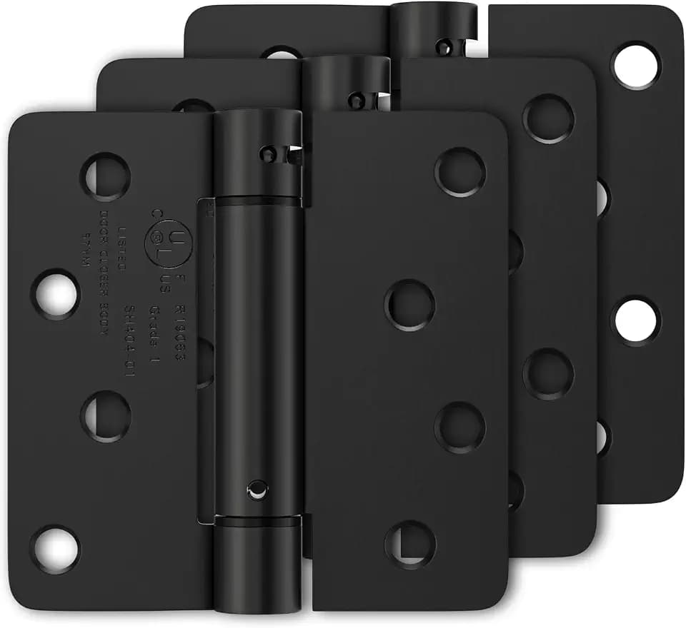 Luxbaro 3 Pack Self Closing Door Hinges 4 Inch, Adjustable Tension, Black