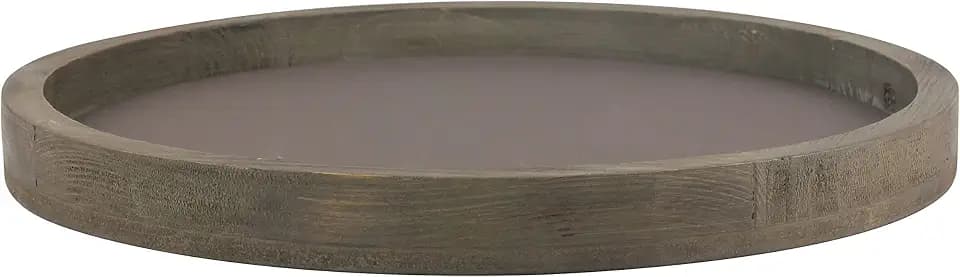 Stonebriar Large 11.8" Decorative Rustic Farmhouse Worn Natural Wood and Metal Tray