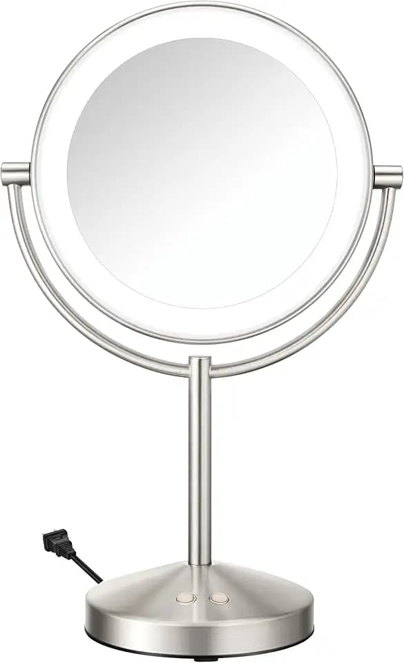 Conair LED Vanity Mirror, Double-Sided, 10x Magnification, Satin Nickel