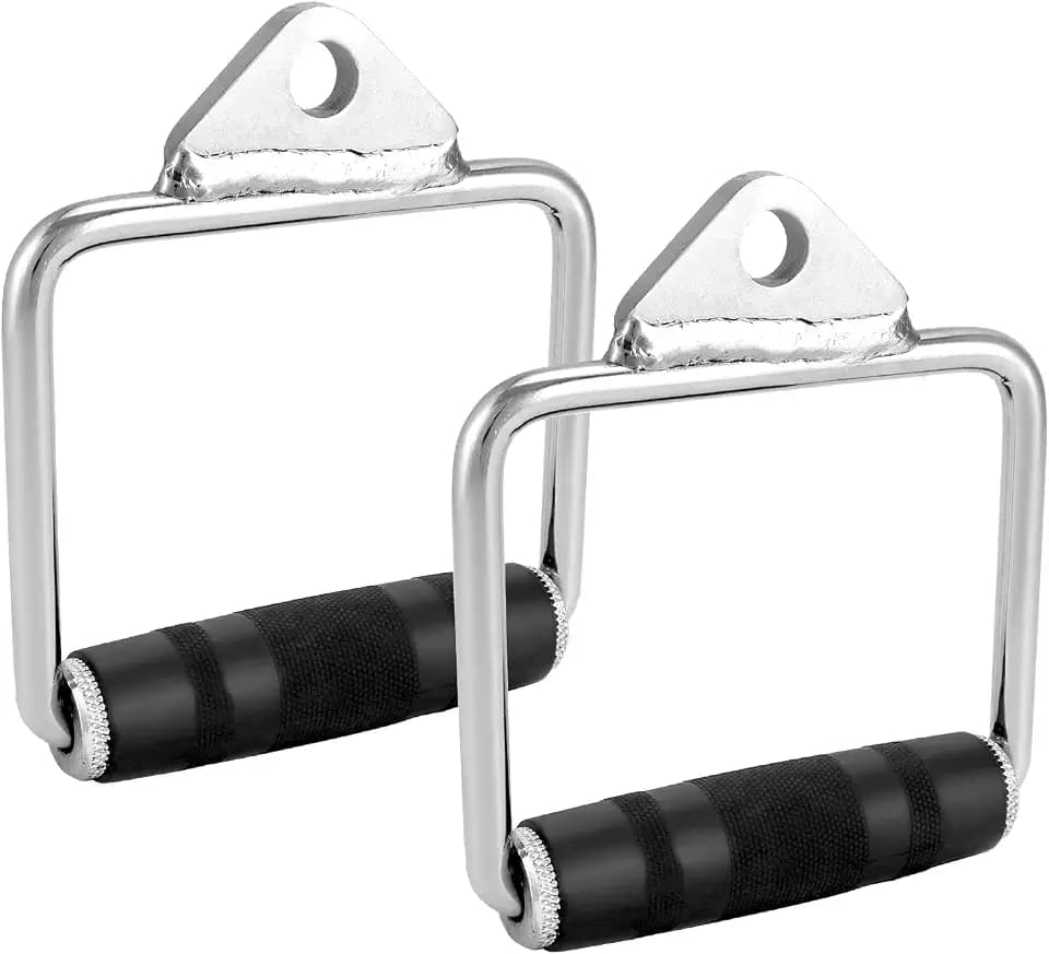 QWORK® 2 Stück Kabelzug Griffe mit Gummigriff, Latzug Griff für Workout am Seilzug