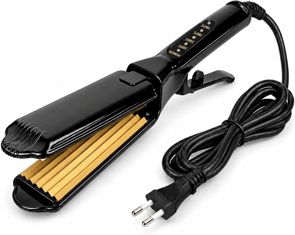 Professionelles Glätteisen mit Frisé-Effekt, 45 W, Turmalin, 220 °C, variabel, mittel