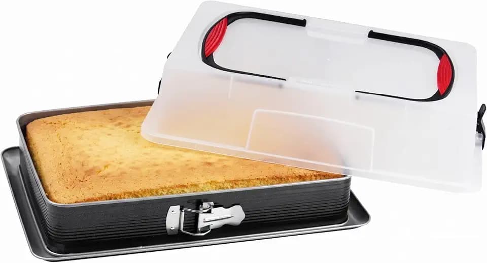 Probus 9307 Rechteck-Springform mit Tragehaube – Antihaft & Auslaufschutz, Backen & Transportieren leicht gemacht, 43x29,5cm, Schwarz