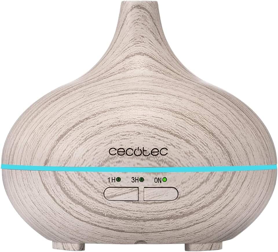 Cecotec Yang White Pure Aroma Ultraschall-Luftbefeuchter mit Aroma-Diffusor, 150 ml, Tank bis zu 150 ml, 7 einstellbare LED-Farben, 3-Stunden-Timer, sehr leise, Aromatherapie-Funktion