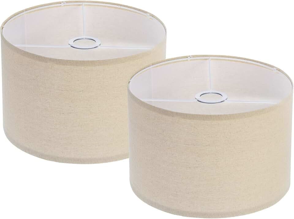 PATIKIL Trommel Lampenschirme Set von 2 12"x12"x8" Leinen Lampenschirm Leichte Montage Leuchtenschirm für Tisch Lampen Stehlampen Pendelleuchten Creme