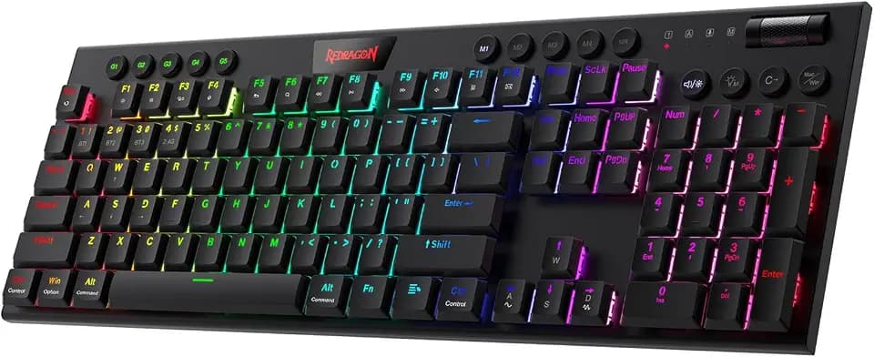 Redragon K618 PRO Wireless Ultra-Thin Gaming Keyboard, Macro & Media Scroll