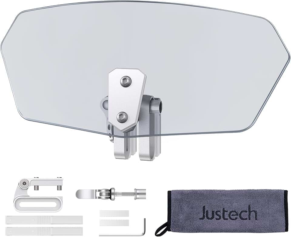 Justech Motorrad Windabweiser Verstellbare Clip-on Windschutzscheibe Zubehör Windschild Windschutzscheibenverlängerung Erweiterung Spoiler Aufsatz für Rennrad Motorrad Titan Harz