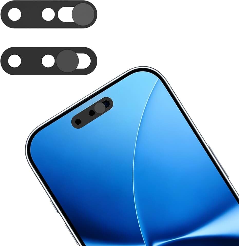 Front Camera Privacy Cover Compatible for iPhone 16/16Plus/16 Pro/16 Pro Max/15/15Plus/15 Pro/15 Pro Max/14 Pro/14 Pro Max, [2 Pack] Anti-Spy Lens Protector,Camera Protector for Privacy & Security