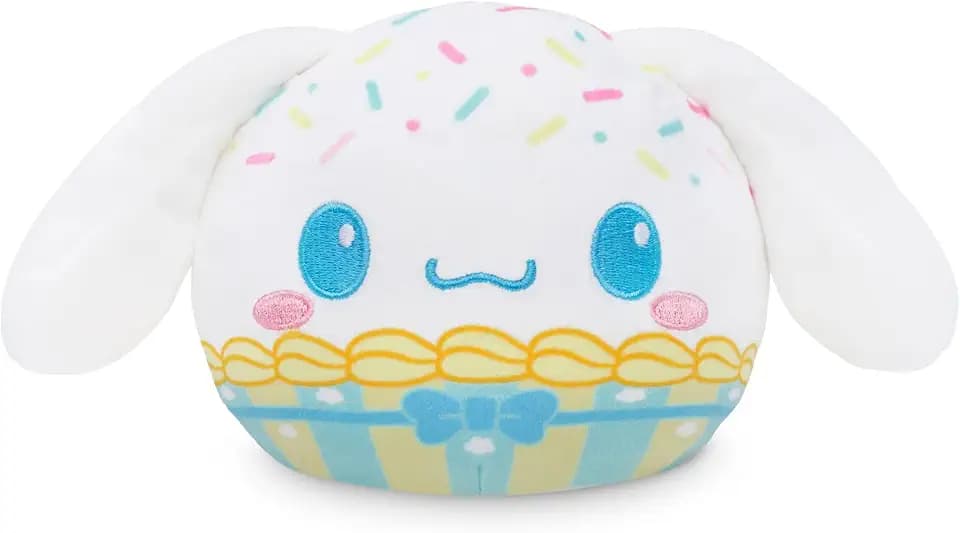 Teeturtle Hello Kitty and Friends Cinnamoroll Reversible 4" Cupcake Scented Plushie - Cute Kawaii Soft Sanrio Stuffed Animal - Smells Like Cake!
