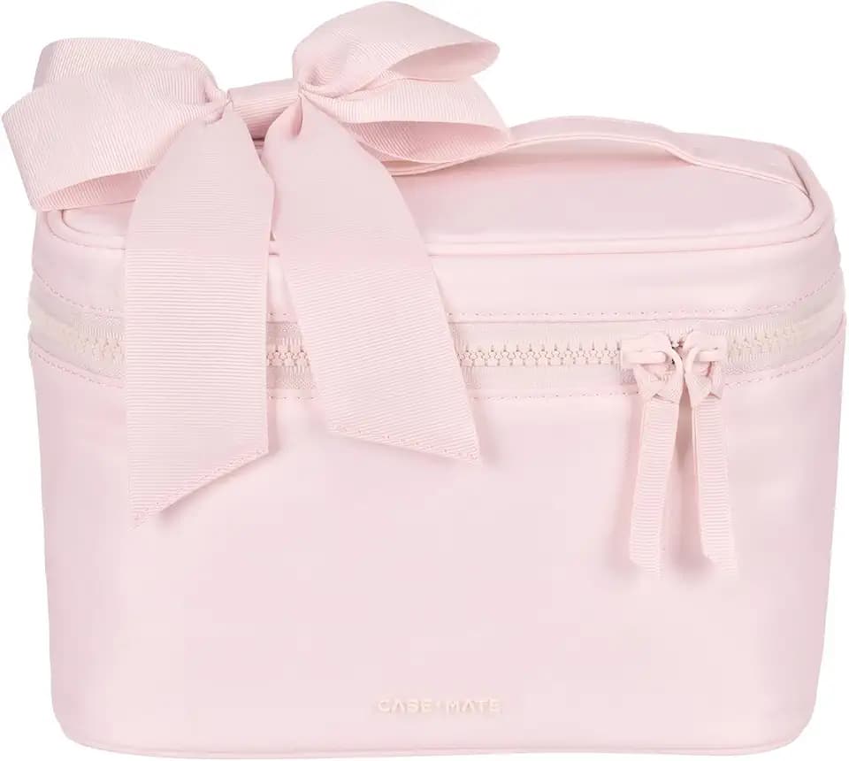Case-Mate Makeup Bag/Organizer - Cosmetic Bag with Zipper - Ballet Pink Bow